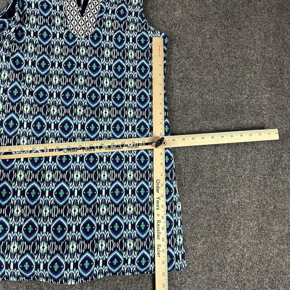 Tommy Bahama Ikat Beach Split-Neck Romper Dress  W/under Shorts Blue Sz Medium - Picture 3 of 11